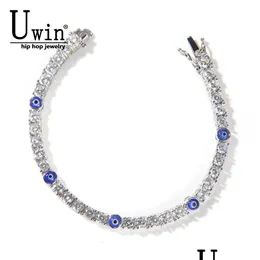 Charmarmband uwin tennis 4mm turkiska blå ögon aaa cz iced ut lyxiga armband grossistkvinnor smycken 230216 droppleverans dhyhc