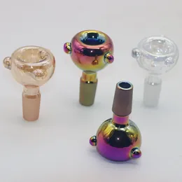 Nova chegada 14mm masculino chapeamento tigelas de vidro para narguilé colorido água bong dab rigs seco erva fumar tigela