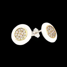 Earrings Pandorara Designer Luxury Fashion Women Color Separation Earrings S925 Sterling Silver Logo Earrings Fashion Versatile Round Diamond Earrings