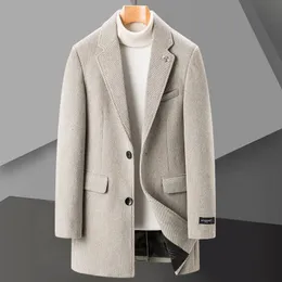 Men's Wool Blends Winter Jacket Men Classic Fashion Woolen Coats Solid Color Simple Pattern Long Trench Slim Overcoat Mantel Wolle 230928