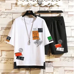 Short-sleeved Tracksuits T Shirt Men Summer Men's Sets Casual Shirt Shorts Printed Sports Suit Two Pieces Male Tracksuit Clot331N