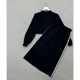 2023 Sonbahar Yeni Moda Siyah Pamuklu Kadın Spor Giyim Takımları Vintage Sıradan Uzun Kollu Gömlek Etek