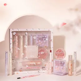 향기 Flortte Jelly 립스틱 아이 섀도우 세트 Floria First Kiss Love Series Lip Gloss Mirror Water Light Glaze Beauty Cosmetics Sets 230927