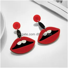 Stick Yaologe New Trend Lips Watermelon Heart Acrylic Earrings For Women Cartoon Girls Big Ear Jewelry Party Wedding Gift Bijoux Drop Smthy