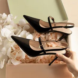 Sandals 2023 The Temperament Nude Thin Heel Baotou Empty Female High Heels White Patent Leather Shoes 4549