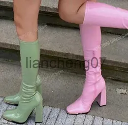 Buty żeńskie Chelsea Boots Design 2021 gorąca sprzedaż moda marka Knee High Boots for Women High Qulity Chunky Obcowanie Buty damskie x0928