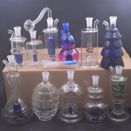 2pc Set Mini Glass Oil Burner Bong Smoking Pipe Hookahs Inline Matrix Perc Thick Pyrex Water Pipe Bongs with 10mm Male Oil Bowl and Hose Clearing Goods