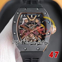 RRF 47 Najnowsza wersja Japan Miyota NH Automatyczne męże Watch czarna obudowa ceramiczna Złote Samurai Armor Tial Czarny gumowy pasek Super wersja Eternity WristWatches