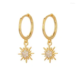 Hoop Earrings ENSHIR Fashion Zircon Star Pendant Gold Plated For Women Man Hip Hop Dangle Wedding Jewelry Gift