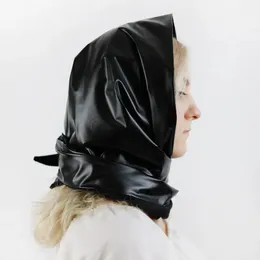 Bandanas Durag huvuddukar för kvinnor faux läder kerchief bandana mjukt huvud slitage headcover vattentät nackfolie med snaps 230928