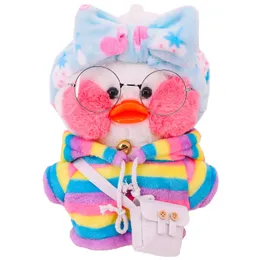 Plyschdockor 5st/set 30 cm anka dollkläder kawaii lalafanfan plysch anka mjuk leksak fylld anka docktillbehör flickas gåva till barn leksak 230927