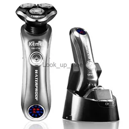 Electric Shaver Kemei Rotary Shaver for Men Wet and Dry Electric Razor with Smart Clean System Rechargeable Facial Shaving Machine Ipx6 Washable YQ230928