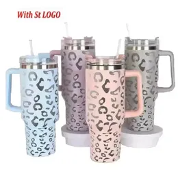 40-Unzen-Edelstahlbecher, isolierte Autobecher, Thermos-Wasserflaschen, 40-Unzen-Becher mit Hanlde-Deckel, Strohhalm mit Logo, versandfertig260S