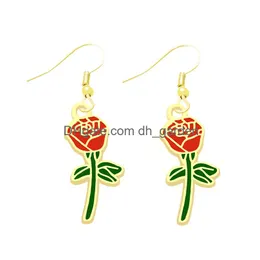 Stick Earrings For Women Fashion Drop Colorf Rose Flower Ufo Rainbow Stars Simple Cool Cute Jewelry Girls Gift Dangle Delivery Smtrx