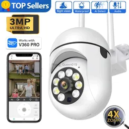 CCTV Lens 3MP Dış Mekan Wifi Kamera Gözetim Gece Görüşü Tam Renk AI İnsan İzleme 4x Dijital Zoom Video Güvenlik Monitör Kameraları YQ230928