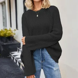Women's Sweaters Loose Sweater Casual Solid Color Long Sleeve Pullover Ladies Round Neck Knitwear All-match Tops Female Wear