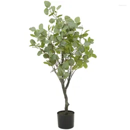 Decorative Flowers Artificial Eucalyptus Tree In Realistic And Black Plastic Pot