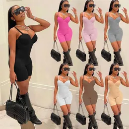 Women jumpsuits Clothes 2022 summer wear new sexy low chest suspender high waist slim fit bag hip conjoined shorts288u