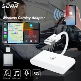 CAR DVD bezprzewodowe adapter Carplay do iPhone bezprzewodowy adapter samochodowy bezprzewodowy bezprzewodowy Dongle Plug Play 5 GHz Wi -Fi dla iOS TV Box