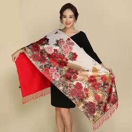 Scarve's Scarve's Silk Cashmere Vintage Chinese Style Dark Print Shawl Selegant Multiclor 231025