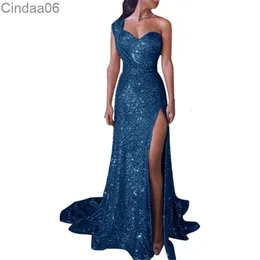 2023 varejo plus size vestido de noite mulher pescoço pendurado banquete elegância sexy um ombro quente ouro longo festa vestidos de baile feminino