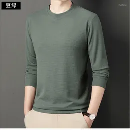 Men's T Shirts Waffle T-shirt Spring Autumn Round Neck Long Sleeve Sweater 2023 Casual Solid Outwear Or Under Bottom Clothing