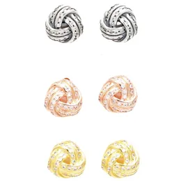 Earrings Pandorara Designer Women Luxury Ear Studs Personalized Fried Dough Twists Ear Studs New Fashion Shiny Concentric Knot Women Ear Studs