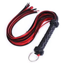 Bondage ManyJoy äkta Real Leather Whip Flogger Crystal Glass Handle Tassel Whip Bondage BDSM Floggger Bead Paddle Tools för par X0928