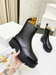 Designer Luxury CE X Heidi Slimane Black Shiny Leather Logo Lace Up Combat Boots With Original Box