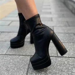 Buty Niskie buty dla kobiet 2022 Zimowe luksusowe seksowne kobiety marka elegancka gotowa elastyczna platforma z podwójnym pokładem wysokie obcasy buty kostki x0928