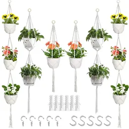 Vaser växthängare 6st hängande rep Planter inomhus och utomhushållare krukkorg för heminredning GI 230928