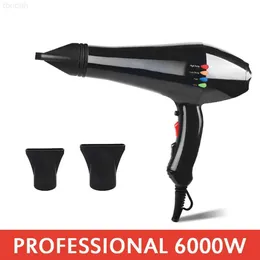 Electric Hair Dryer 6000W Professional Hair Dryer Blowdryer for Salon High Speed Strong Wind 6 Gears Low Noise Lightweight Blower with 2 Nozzles L230828