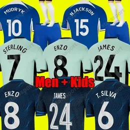 23 24 CFC Nkunku Soccer Jerseys N. Jackson Kids 키트 플레이어 버전 2023 2024 Enzo Pulisic Sterling James Koulibaly Azpilicueta Havertz Fofana 축구 셔츠 남성 아이들