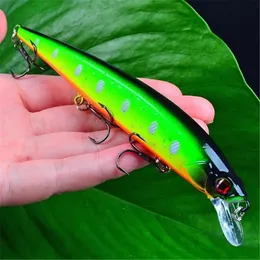 미끼 미끼 1pcs 생명력있는 흔들림 낚시 미끼 3d 눈 14cm18.5g Minnow 인공 단단한 미끼 낚시 태클이 6# 후크 230927로 떠 다니는 미끼