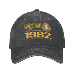 Ball Caps Unisex Pamuk Renkli Gün batımı Müthiş 1982 Doğum Günü Beyzbol Kapağı Yetişkin 41. Yıllık Ayarlanabilir Baba Şapkası Güneş Koruma