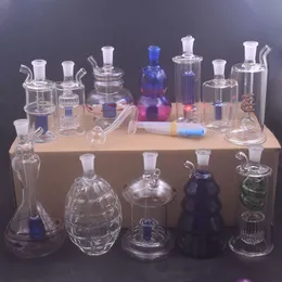 10pcs Mini vidro queimador de óleo bong 10mm alça conjunta tubos de água para fumar com pirex grosso transparente inebriante reciclador Dab Rig Ashcatcher com tubo e mangueira de queimador de óleo de vidro masculino