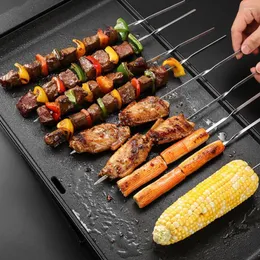 Tools 20pcs Reusable Flat Stainless Steel Barbecue Skewers Bbq Needle Stick For Shrimp Chicken Vegetable Party Cookout Outing11