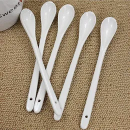 Spoons 150 Pcs/lot Kitchen Supply Ceramic Pure White Bone China Coffee Spoon Tableware Tea Small Tools