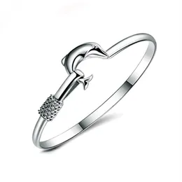 20pcs lot gift factory 925 silver charm bangle Fine Noble mesh Dolphin bracelet fashion jewelry 1304272E
