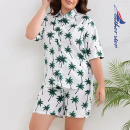 Women's Tracksuits Women Two Piece Set Summer Short Sleeve Flip-Neck Tee Tops Pencil Shorts Suits Outfit Graphic T Shirts Jogging