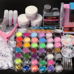 Nail Art Kits, komplettes Acryl-Set, 42 Pulver mit flüssigen Dekorationen, Tipps, Werkzeuge, Pinsel-Set, alles für die Maniküre 230927