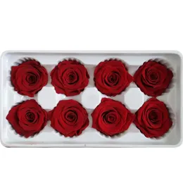 8pcs box High Quality Preserved Flowers Flower Immortal Rose 5cm Diameter Mothers Day Gift Eternal Life Flower Material Box281R