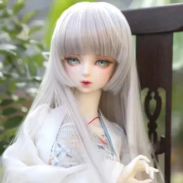 Dolls 1/3 1/4 1/6 1/8 Long Style Sliver Grey High Temperature Wire BJD Doll Wig Hair Many Color 230928
