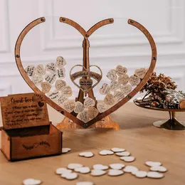 Party Supplies Wedding Guest Book Heart-shaped Engraved Guestbook Personalized Name Drop Box Wooden Blessing Board Romantic Decoration