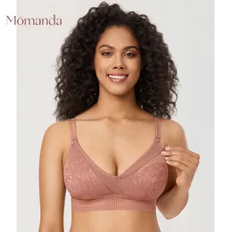 Maternity Intimates MOMANDA Lace Maternity Nursing Bra Lightly Padded Wireless Bralette For Pregnant Women Double Strap L XL Thin Intimates Lingerie 230927