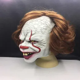 Maschera da clown di Stephen King Full Face Horror Joker Maschera Maschere in lattice Maschera da clown Halloween Costume cosplay Puntelli Maschere per feste290R