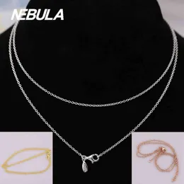 Authentic 925 Sterling Silver 50cm 70cm 90cm Necklace Chain Fit European Necklace Jewelry Rose Gold-color 210323215g