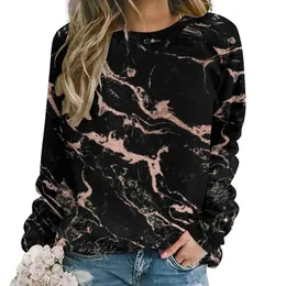 여성용 후드 땀 셔츠 검은 대리석 캐주얼 여성 세련된 현대 인쇄 패턴 후 까마귀 롱 슬리브 스트리트웨어 대형 230927