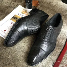 Dress Shoes Eyugaoduannanxie Ostrich Skin Leather Manual Business Affairs Men Real Solesneaker