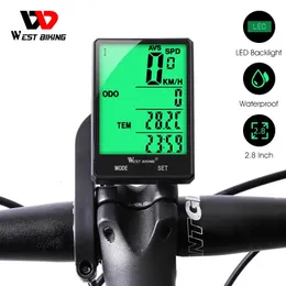 Cykeldatorer West Cykling 2.8 "Stor skärmcykel Computer Wireless Wired Bike Computer Waterproof Speedometer Kilmätare Cykling Stoppur 230928